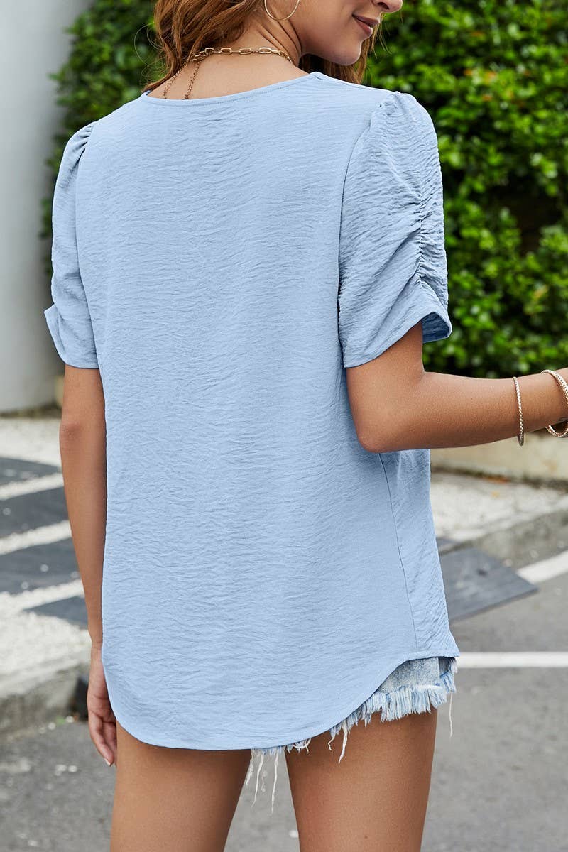 CWTBLS0349_V-Neck Short Sleeve Top