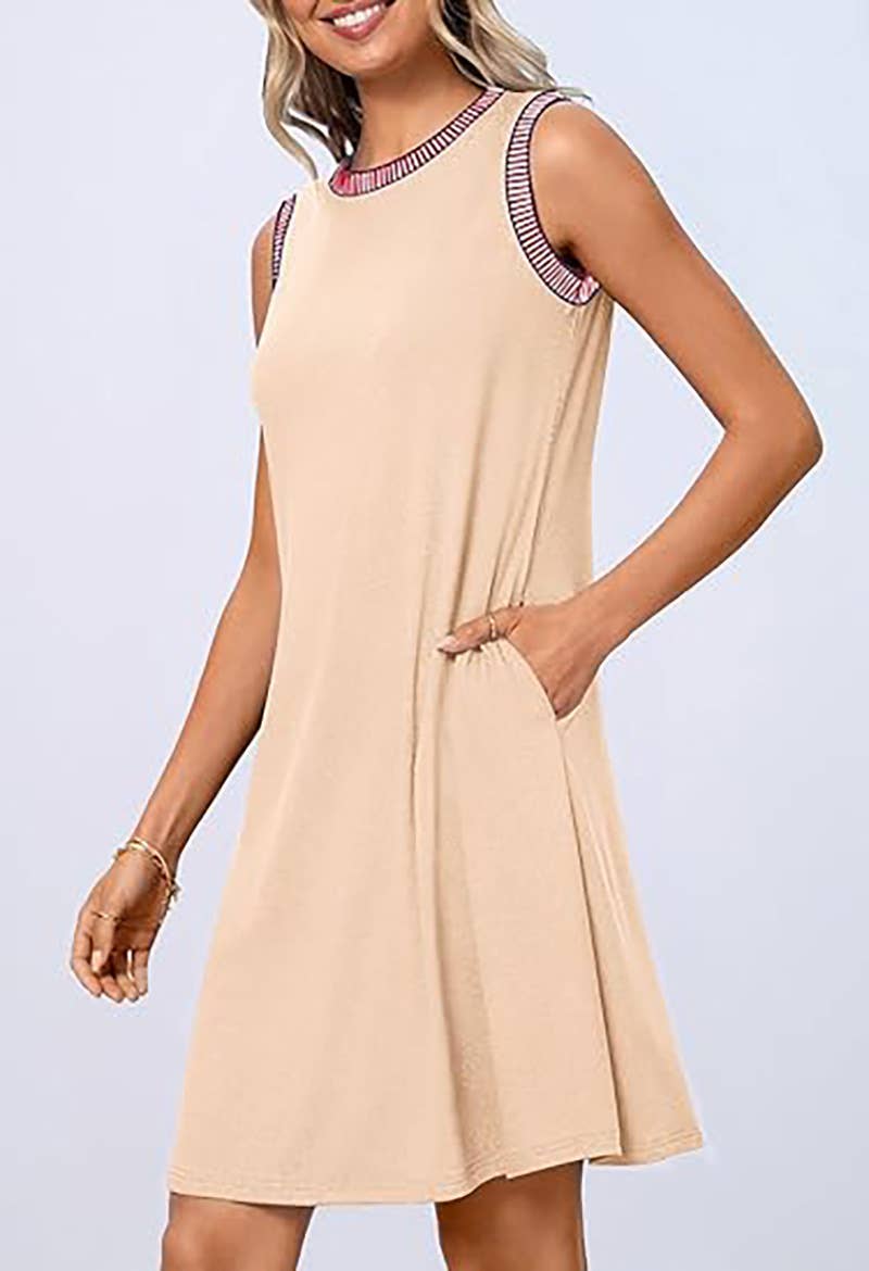CREW-NECK LOOSE CASUAL SLEEVELESS MINI DRESS