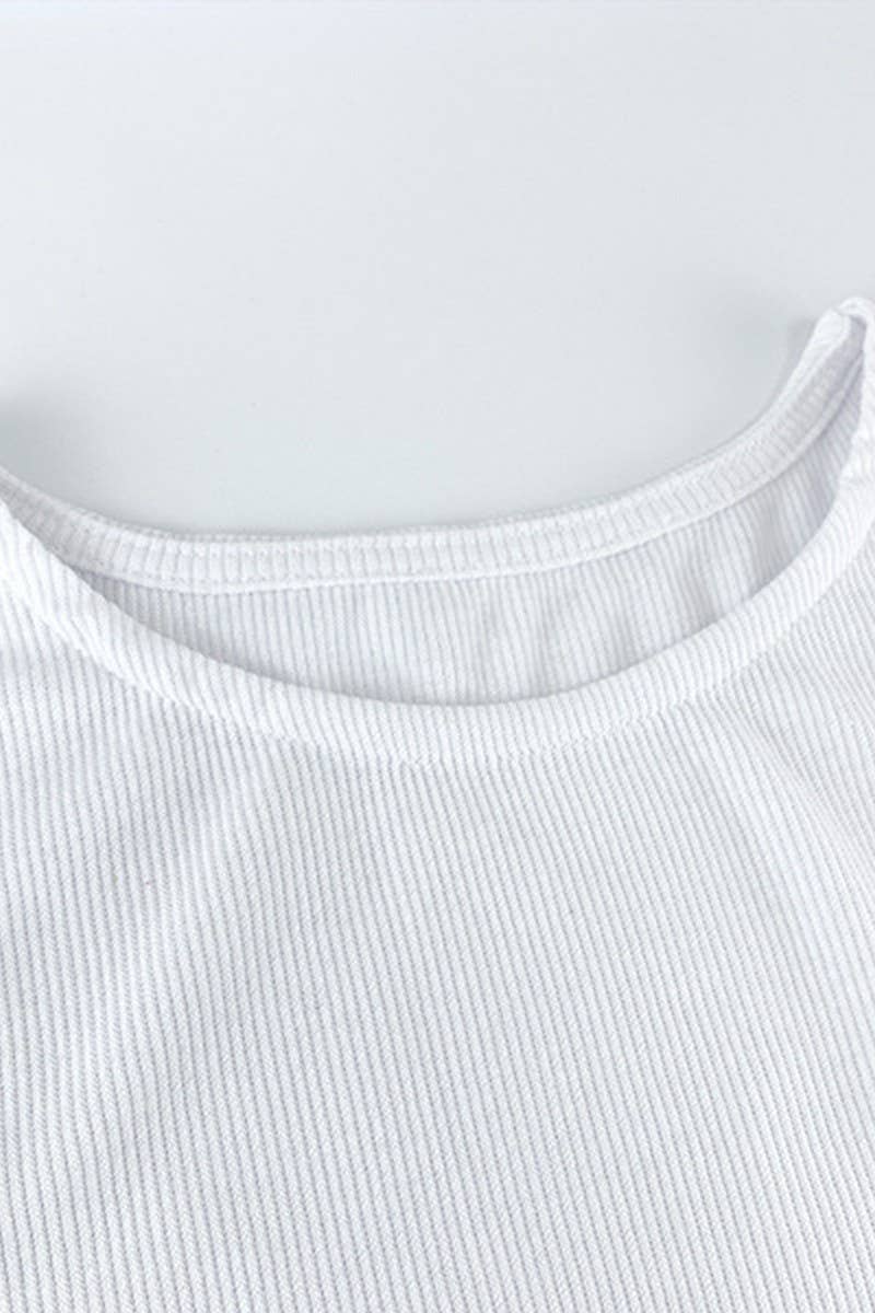 CWTBLL3778_RIBBED DRAWSTRING LONG SLEEVE T-SHIRT CROPPED TOP