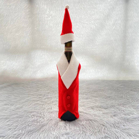 CWMM9681_CHRISTMAS BUTTON RED WINE BOTTLE CLOTHES HAT