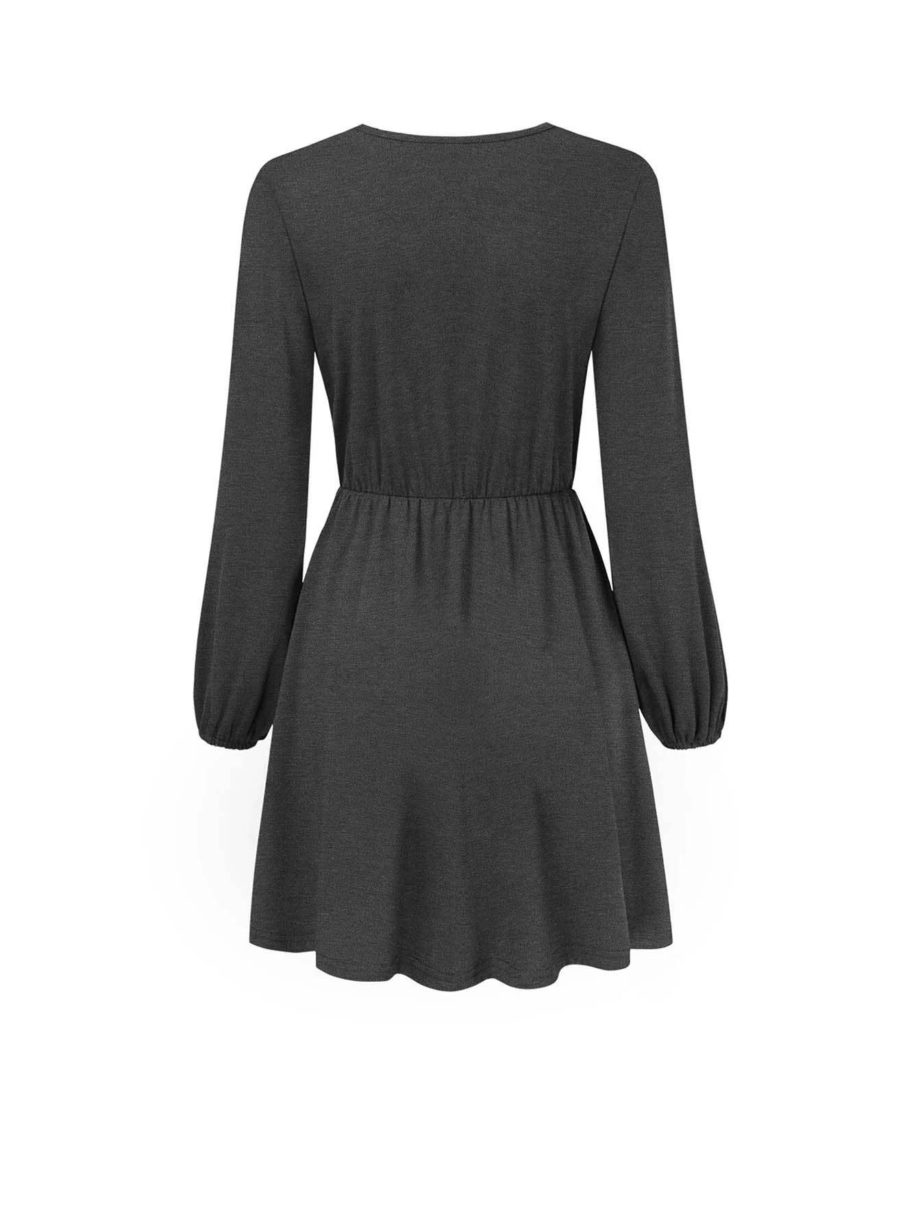 DEEP V-NECK SEXY SOLID COLOR SIMPLE ELEGANT DRESS