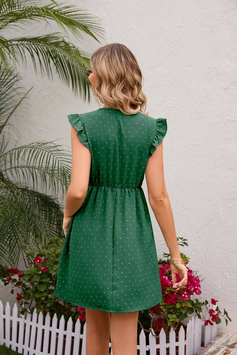 CWDSD4004_A SHORT DRESS WITH WOODEN EARS TRIMMED WAIST