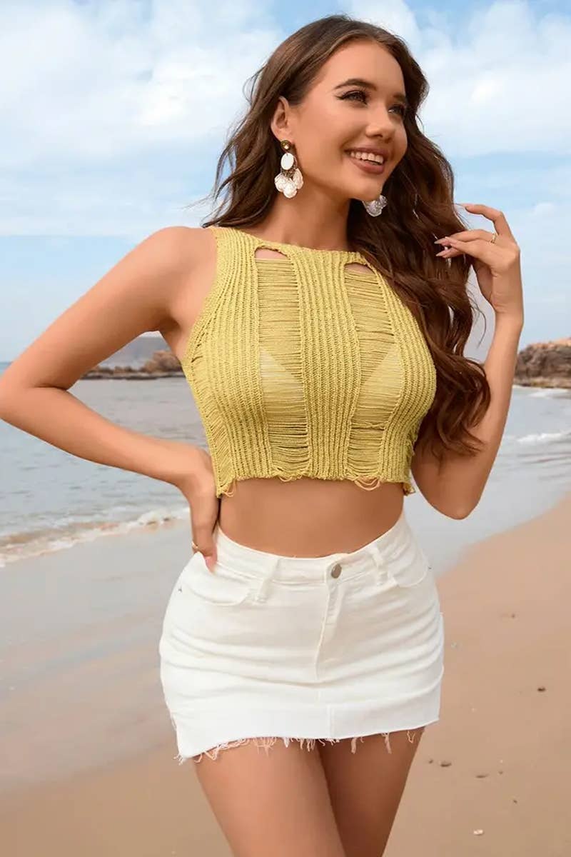 CWTTS1308_SPRING AND SUMMER SLIM HOLLOW VEST