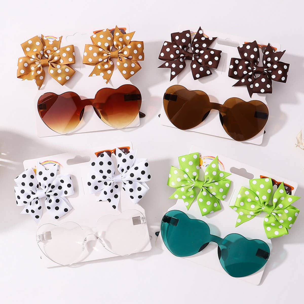 Kids Polka Dot Grosgrain Bow Hair Clip &Sunglasses