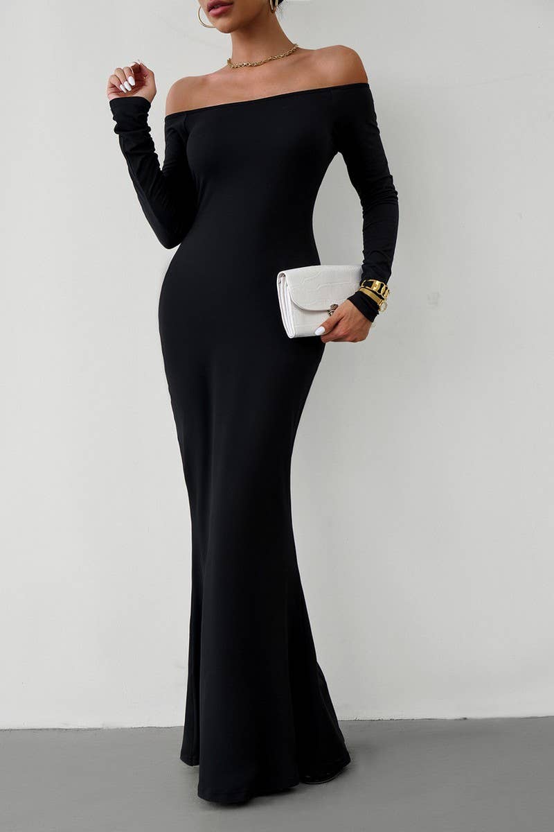 CWDMD1103_Off Shoulder Bodycon Maxi Evening Dress