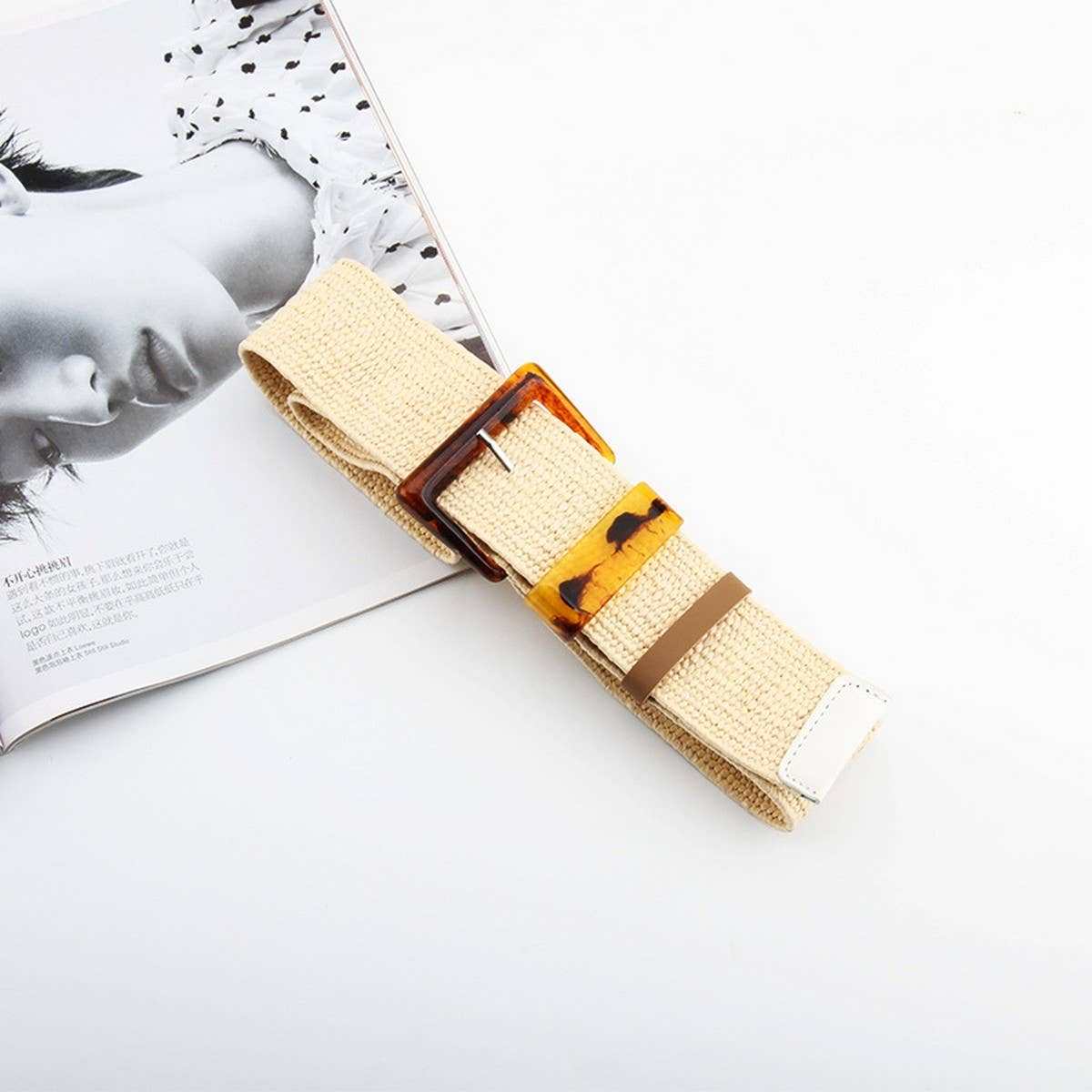 CWABE1179_RETRO CASUAL STRIPED LINEN SIMPLE WAIST BELT