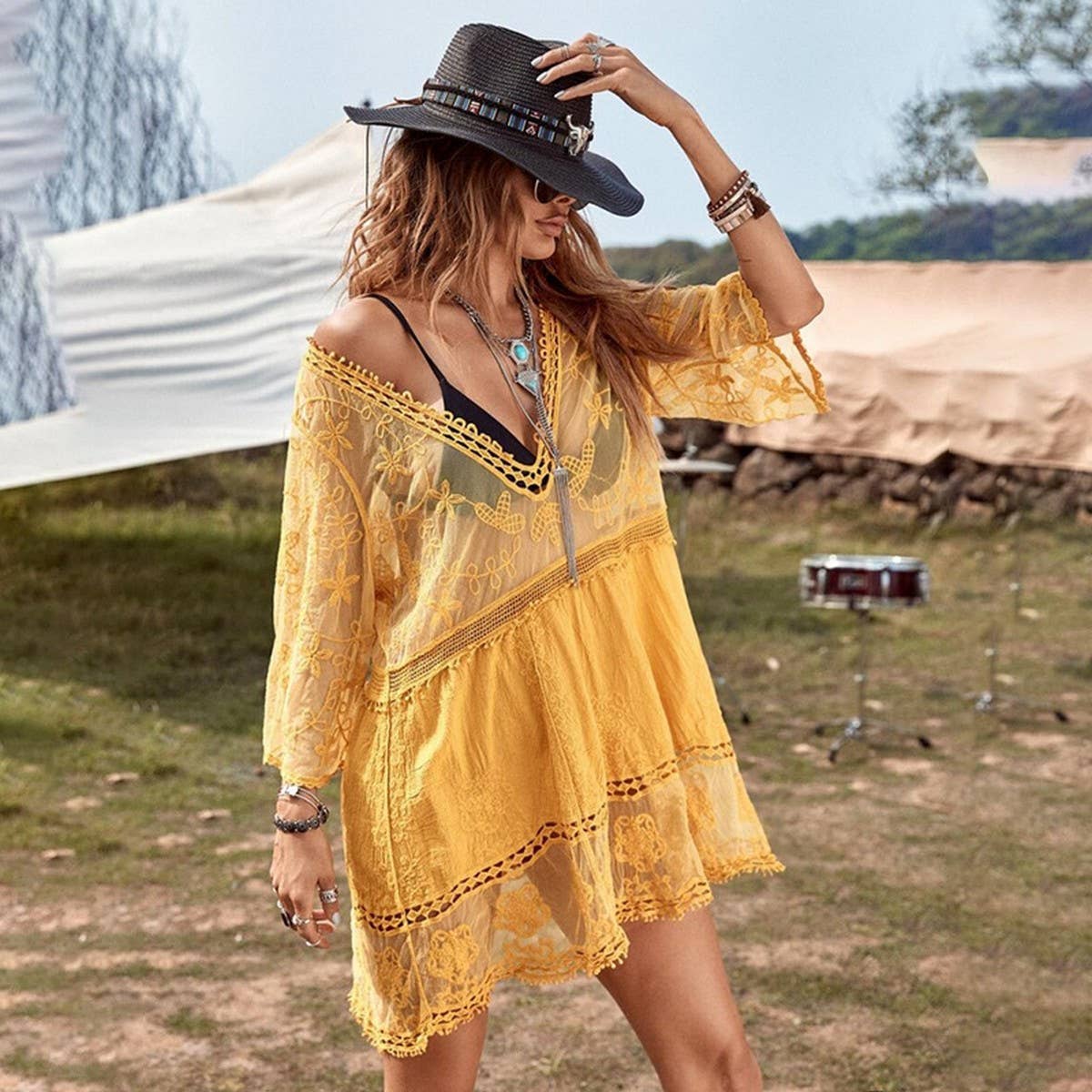 LACE BIKINI SWIMSUIT BEACH COVERUP WOMEN