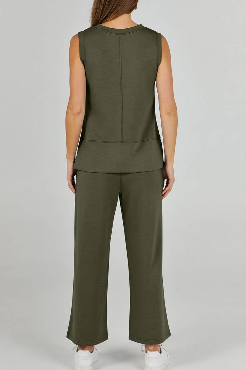 CWSTB1989_SLEEVELESS ROUND NECK STRAIGHT LEG PANTS SET
