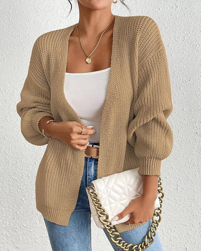 CASUAL COARSE CARDIGAN SOLID COLOR LOOSE COAT