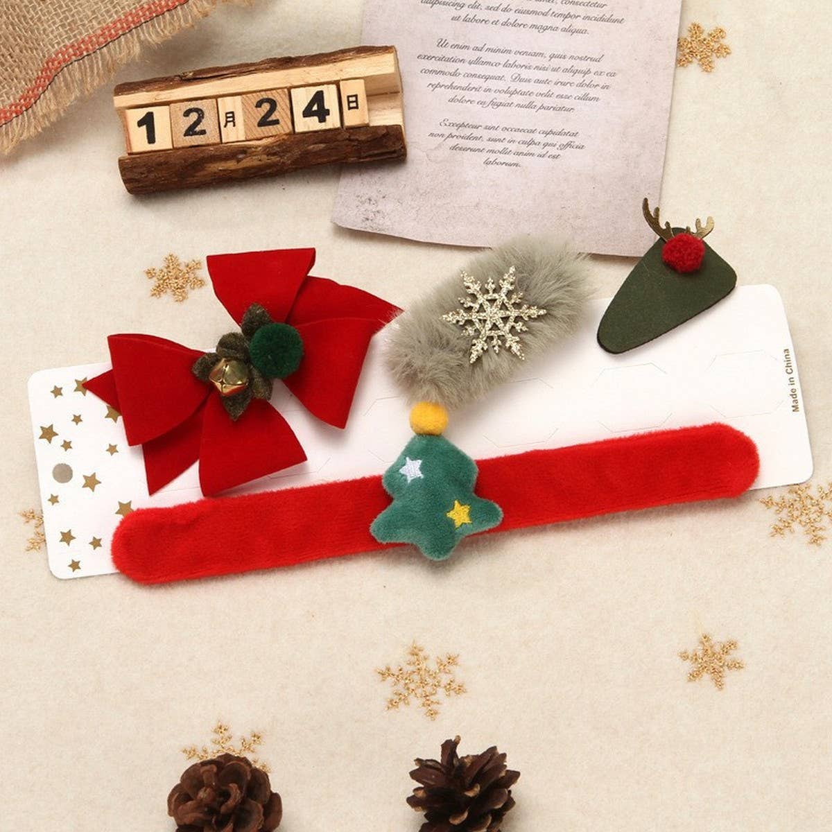 CHRISTMAS GIFT CLAPPING RING SET HAIRPIN DECORATION
