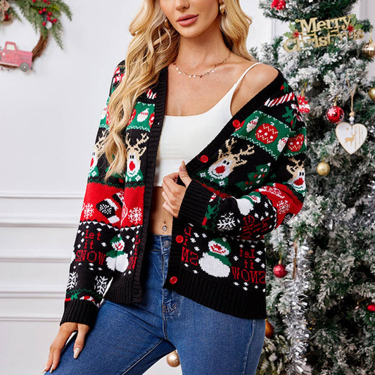 Casual long-sleeved Christmas cardigan