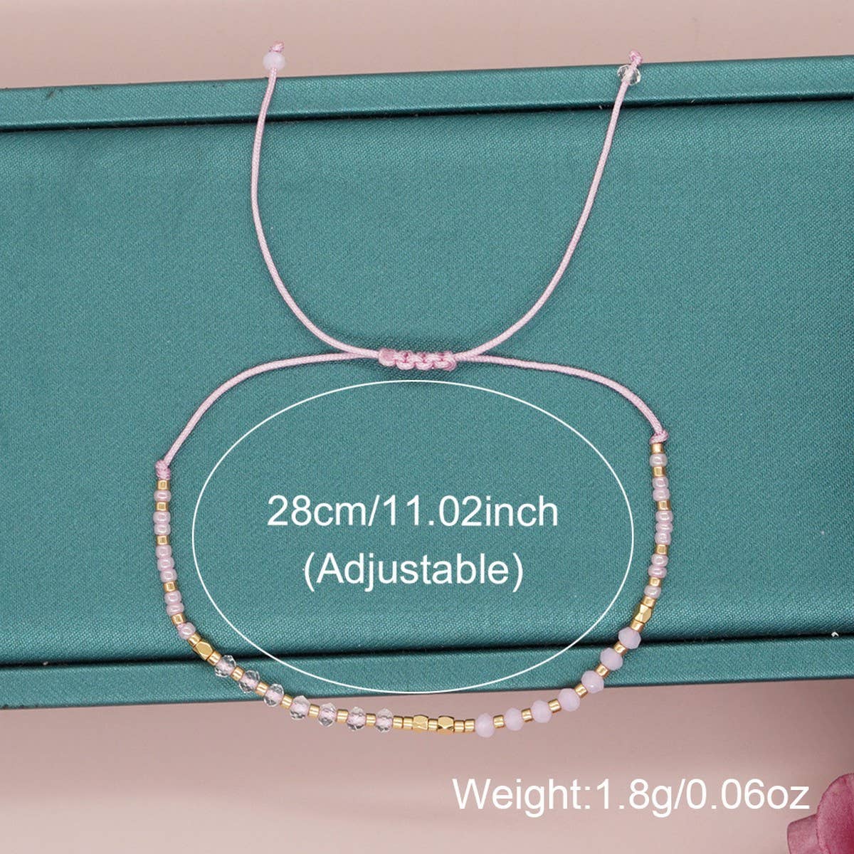 GRADIENT COLOR CRYSTAL FLAT BEAD BRACELET