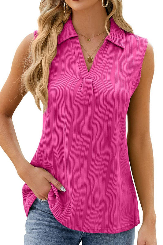 CWTBLSL0358_LAPEL SLEEVELESS SOLID COLOR CASUAL VEST TOP