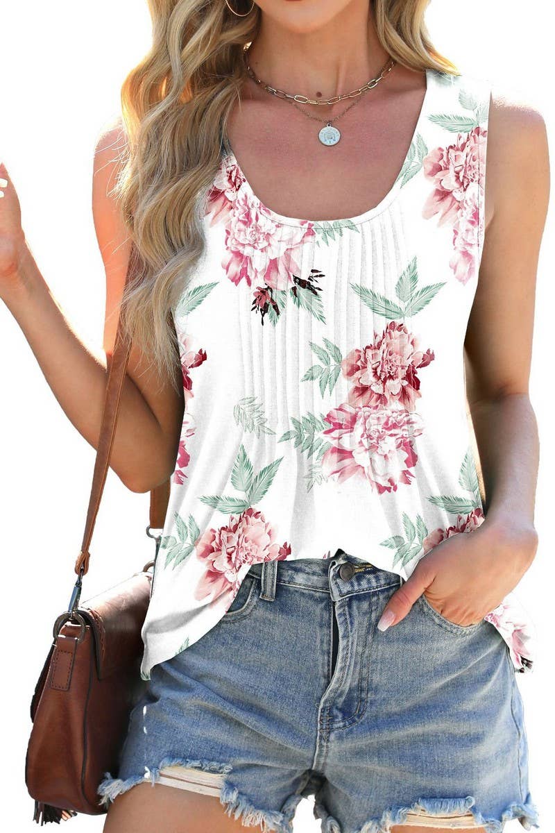 CWTTSL0309_SUMMER ROUND NECK TIE-DYE SLEEVELESS T-SHIRT