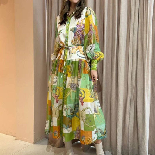 ELEGANT LANTERN SLEEVES TUCKED WAIST PEPLUM DRESS