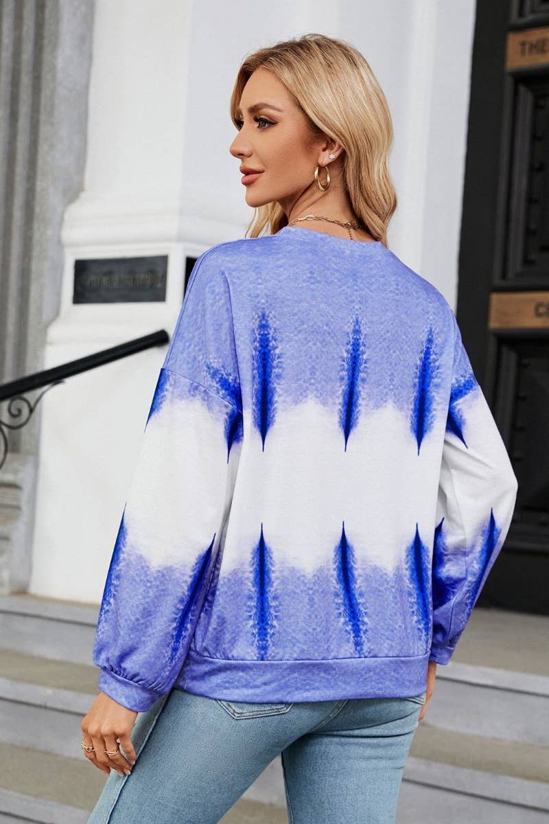 CWTBLL2829_CREW-NECK COLOR GRADIENT LONG-SLEEVED HOODIE