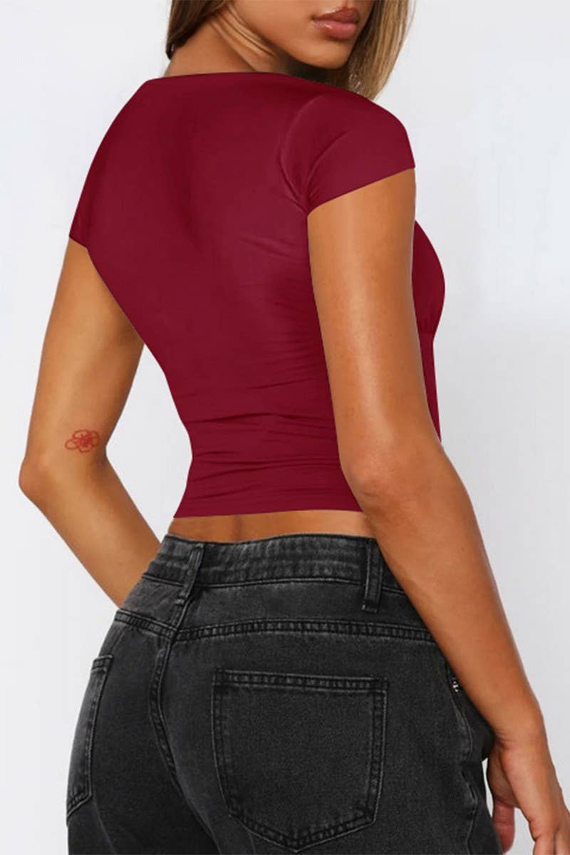 CWTTS1428_SPORTS YOGA WEAR SEXY HOT GIRL T-SHIRT