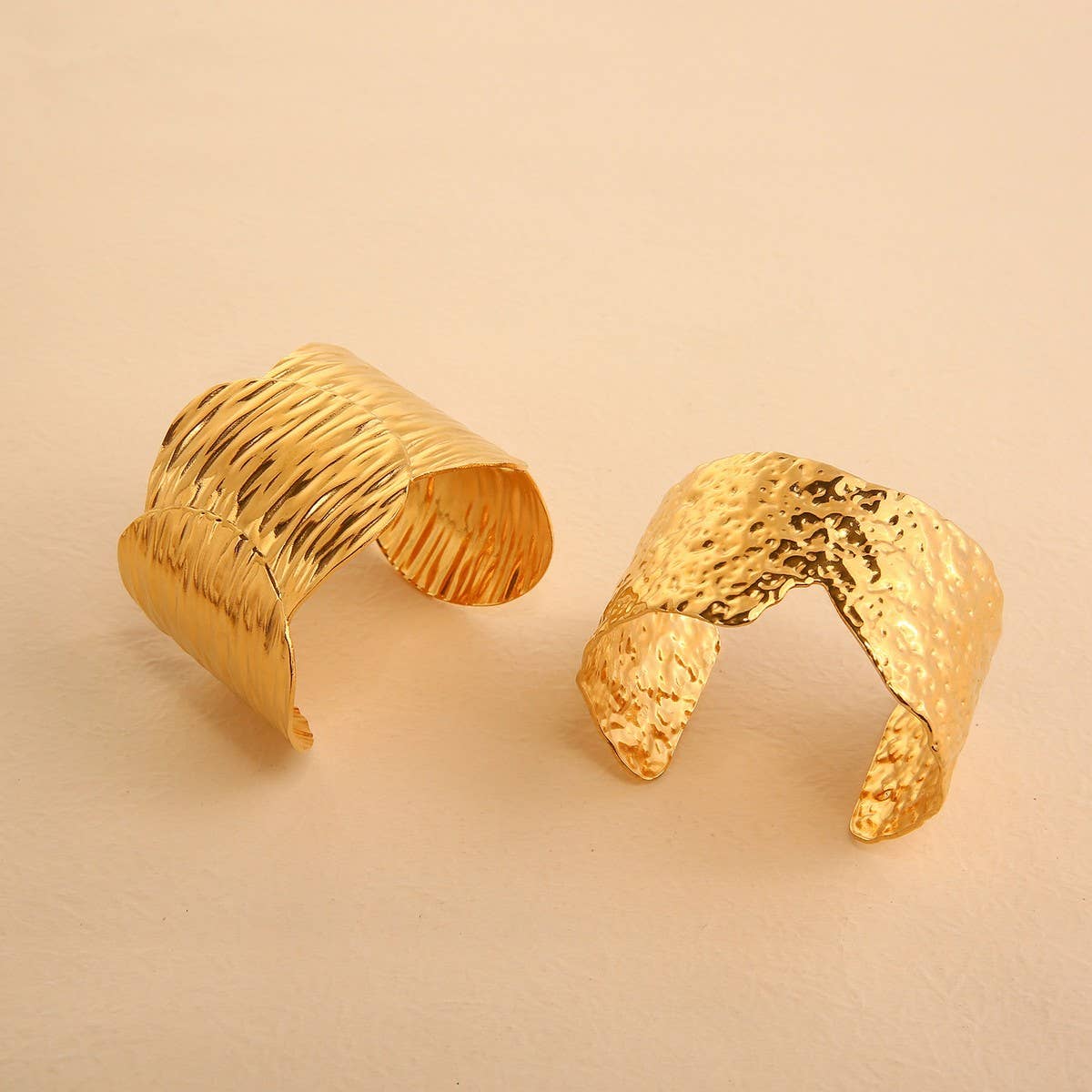 Wide Irregular Open Cuff in 18K Stainless Steel