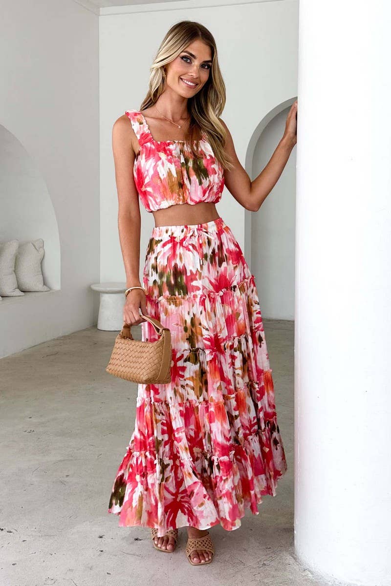 CWSS1274_RETRO SHORT SUSPENDER SKIRT TWO-PIECE SET