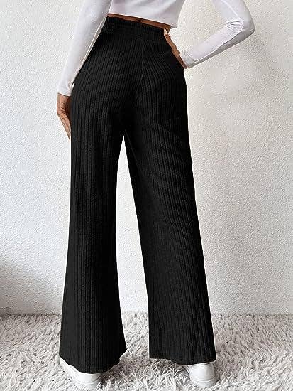 CASUAL LOOSE HIGH-WAISTED KNITTED PANTS