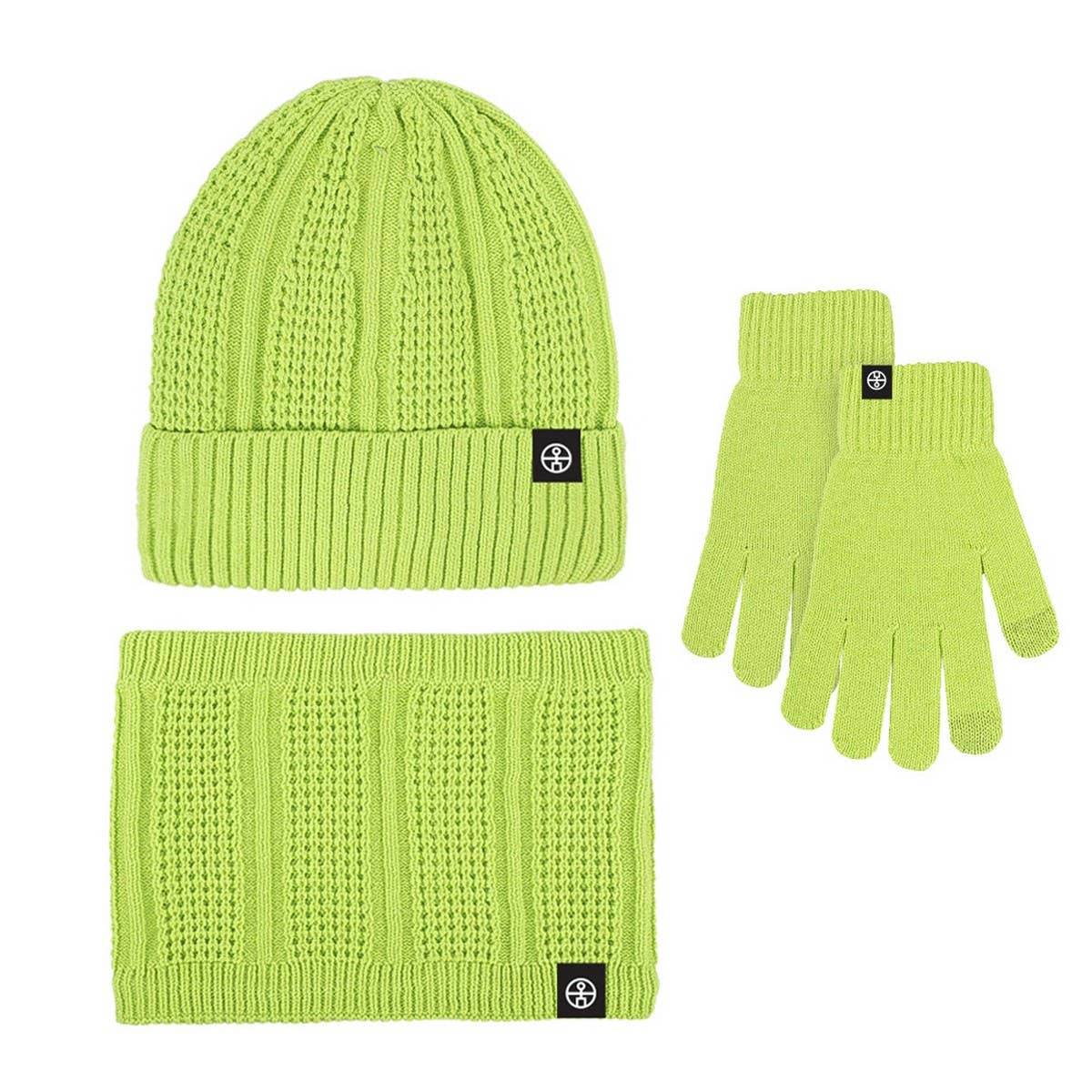 WINTER WOOL WARM PLUS FLEECE SCARF THREE PIECE SET