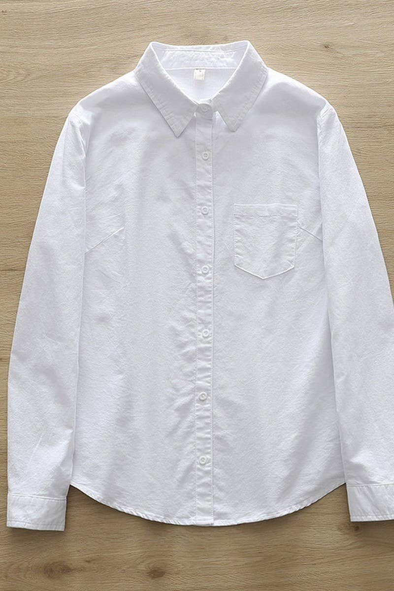 CWTSTL2242_LOOSE LAPEL POCKET LONG SLEEVE STRIPED SHIRT TOP