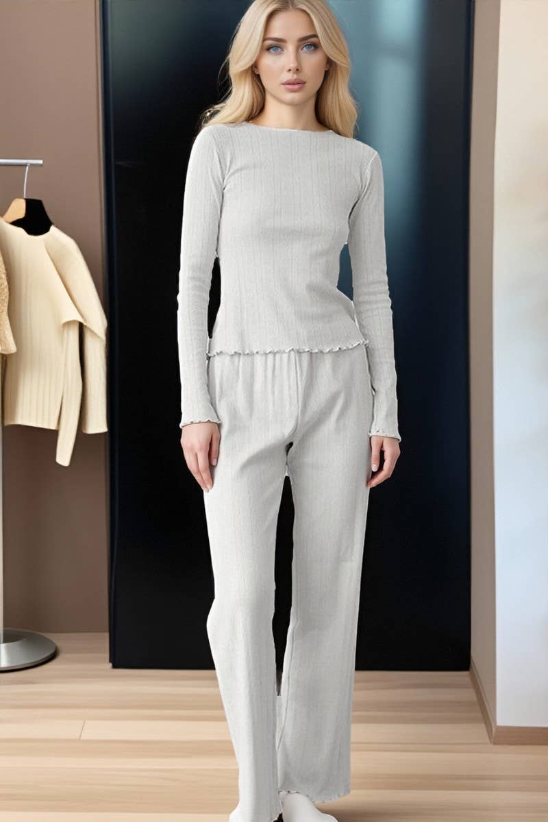 CWSPJ00526_KNIT HEART PAJAMA SET WOMEN 2 PIECE LOUNGEWEAR