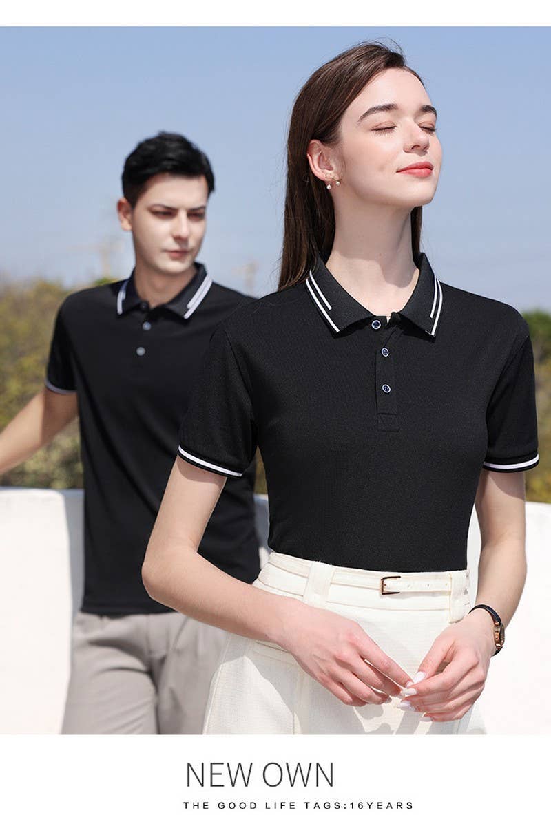 CWTBLS02416_COLLARED CUSTOM LOGO SHORT SLEEVE POLO SHIRT