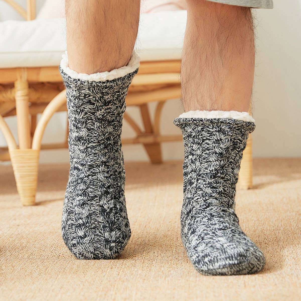 WINTER MEN LEG COVERS PLUSH INDOOR SLIPPERS