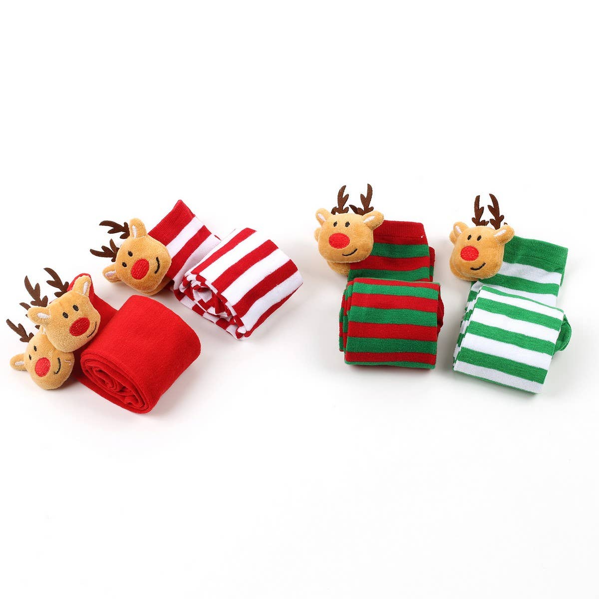 CWMS0806_Christmas Over The Knee Socks Elk Stripes