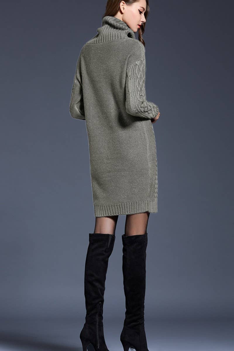 CWDSD5133_LONG TURTLENECK KNITTED DRESS