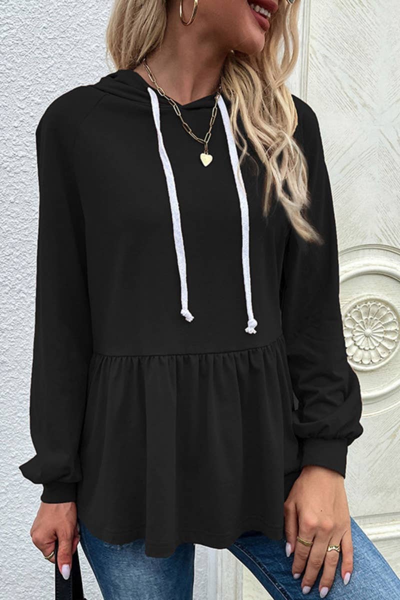 CWOHOL1013_DESIGN HOODED SPLICED LONG-SLEEVED HOODIE