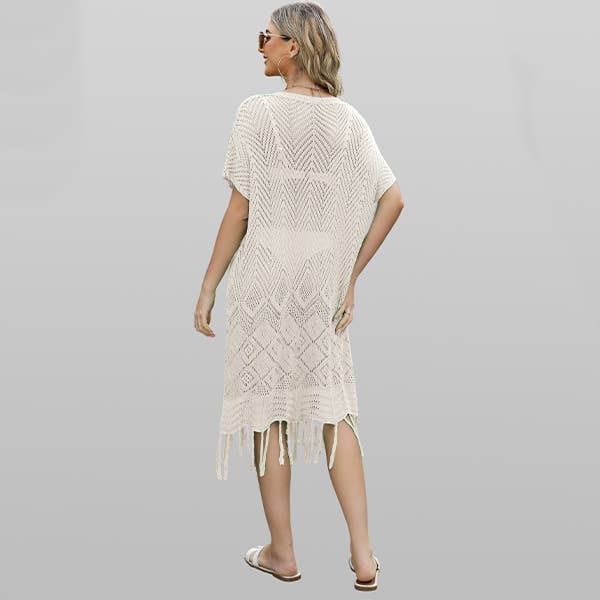 CWDSD3927_KNIT CREW NECK SHORT SLEEVE CUTOUT DRESS