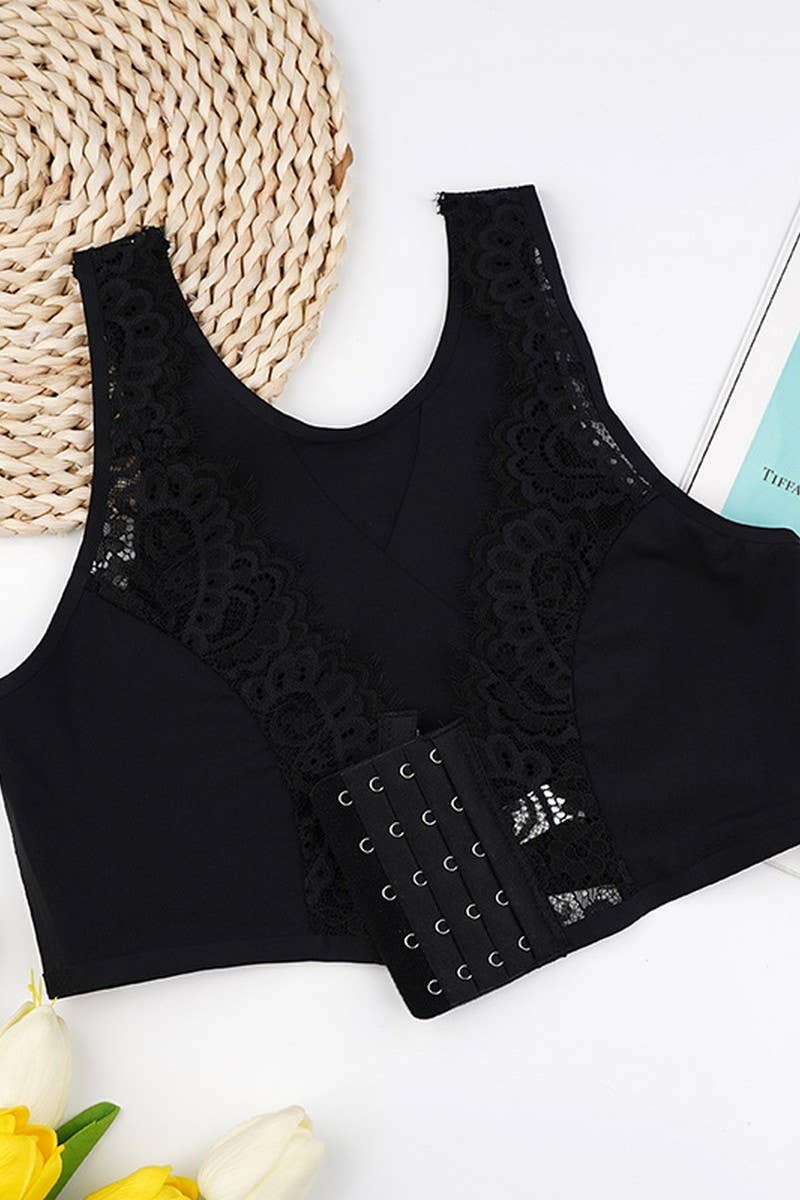 CWMU00295_FRENCH LACE FRONT CLOSURE THIN PUSH-UP BRA