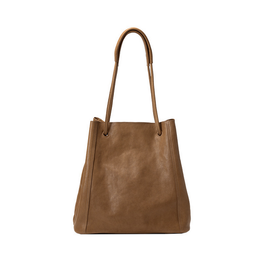Leather Bucket Tote ??Vintage Style Handbag_CWAB5323