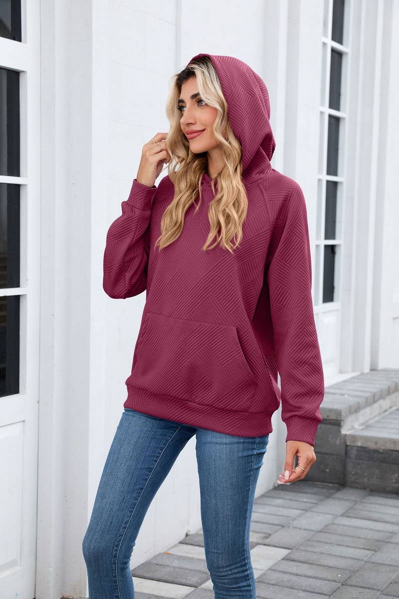 CWOHOL00661_SOLID HOODED POCKET CASUAL SWEATSHIRT