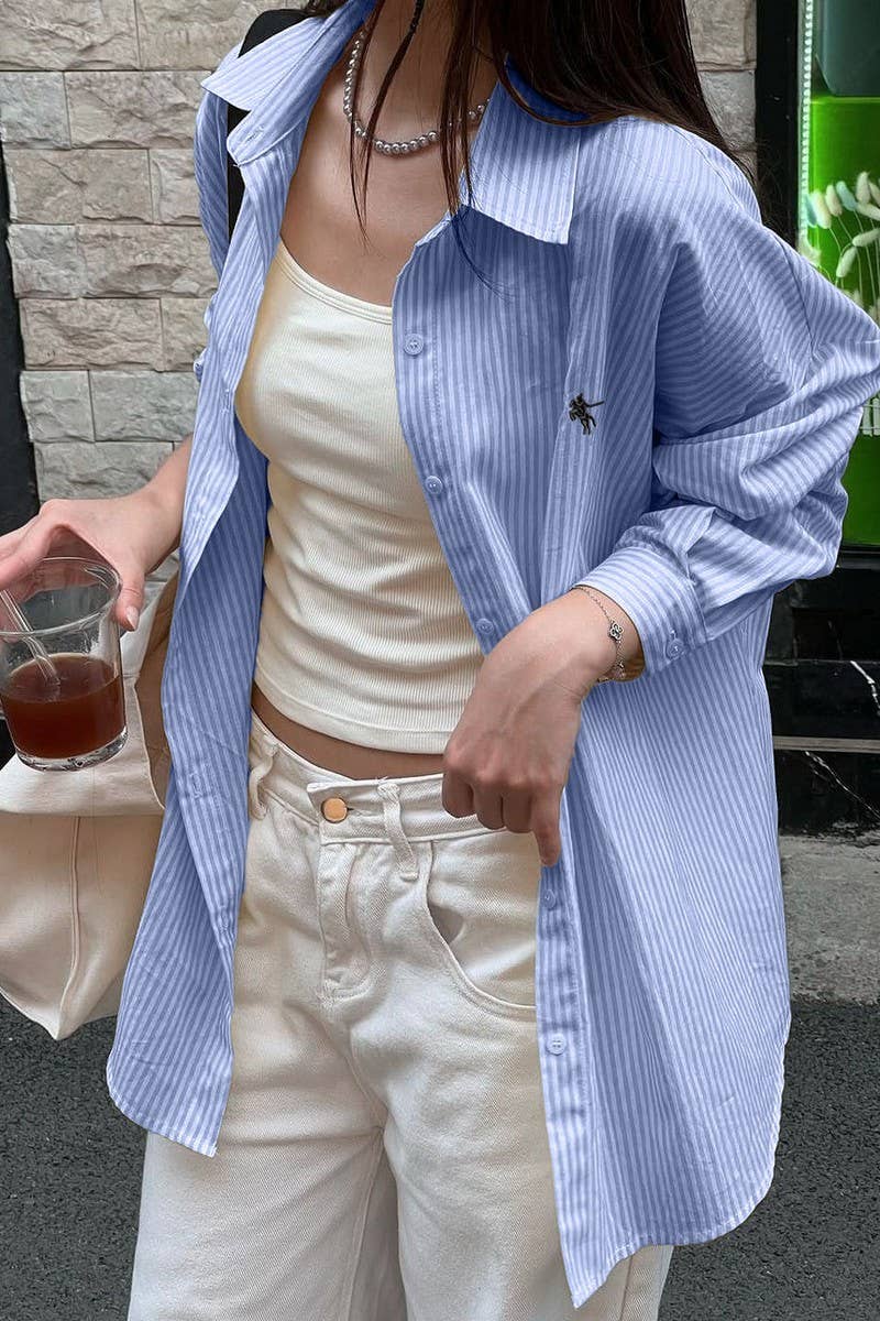 CWTSTL01002_RESORT CHIC STRIPED LONG SLEEVE SHIRT