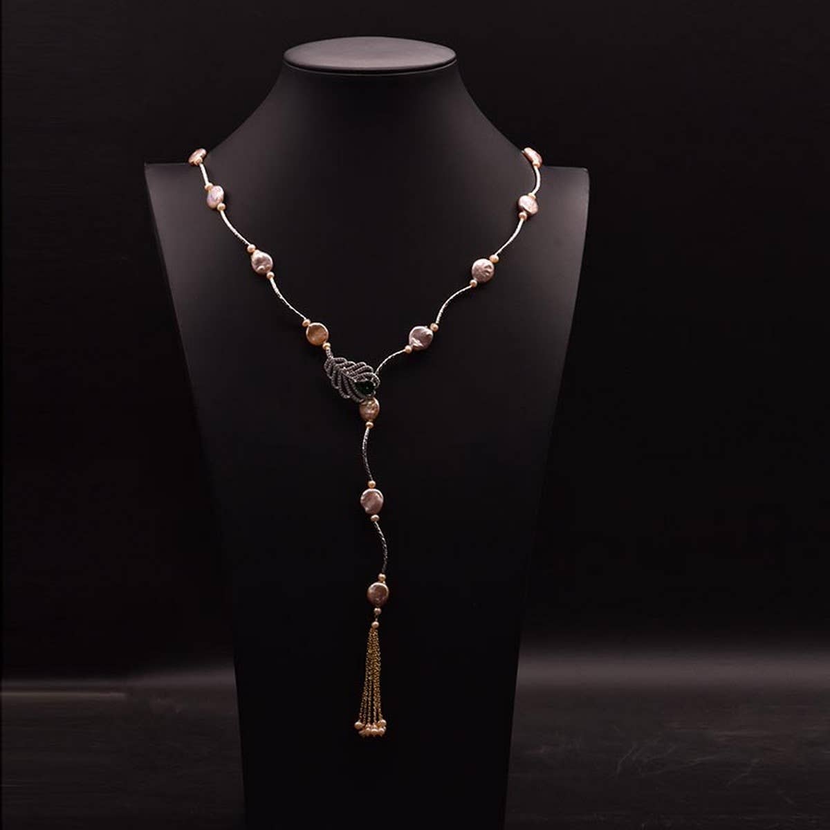 NICHE HIGH-END TASSEL PEARL SWEATER NECKLACE_CWAJE3898