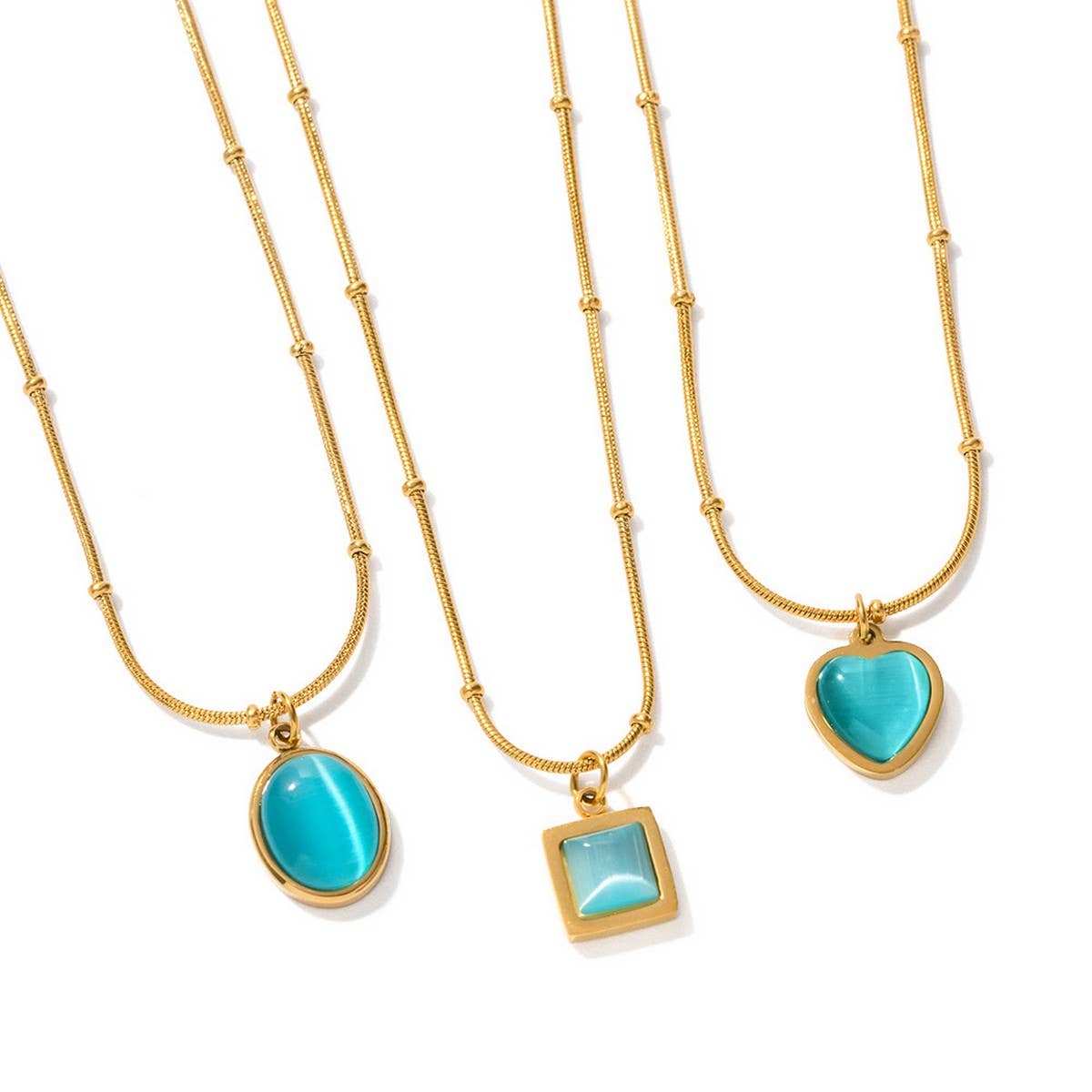SMALL FRESH CAT'S EYE STONE SIMPLE NECKLACE_CWAJE1423