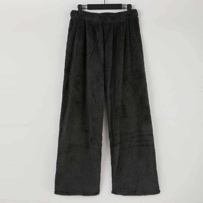DOUBLE-SIDED FLEECE WARM SOLID COLOR FLEECE PANTS