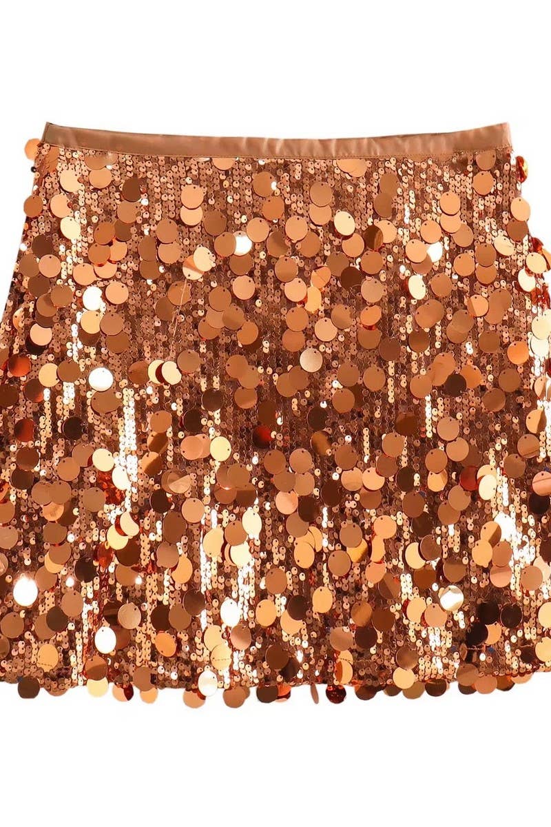 CWBSS0331_HIGH WAISTED HIP HUGGING SEQUINED MINI SKIRT
