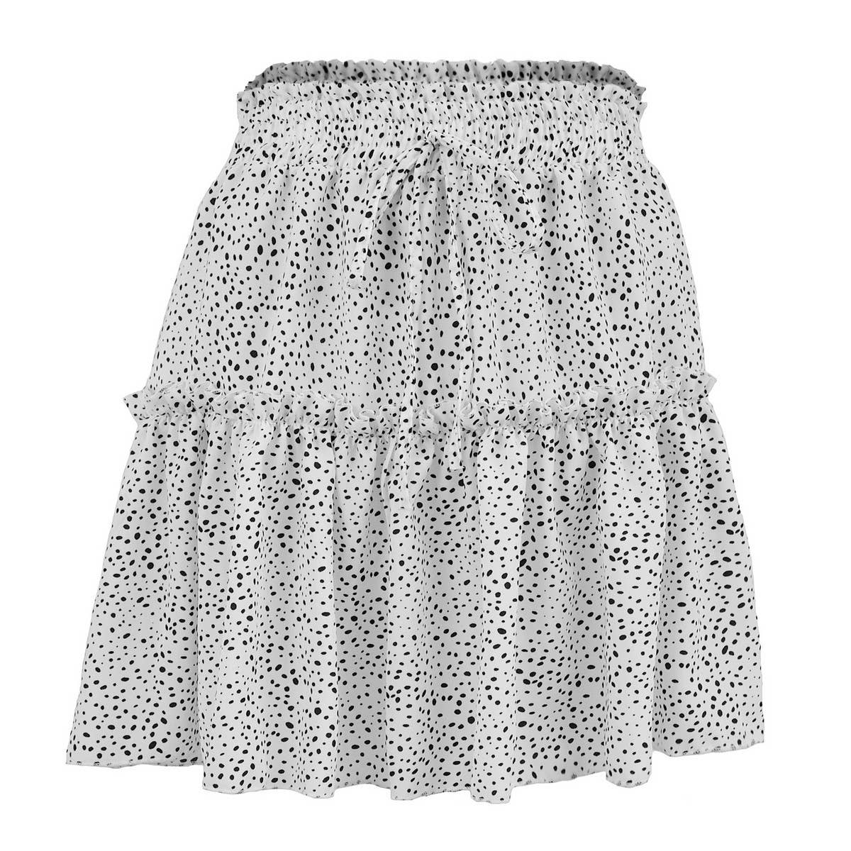 HIGH WAIST CHIFFON LONG SKIRT POLKA DOT SKIRT