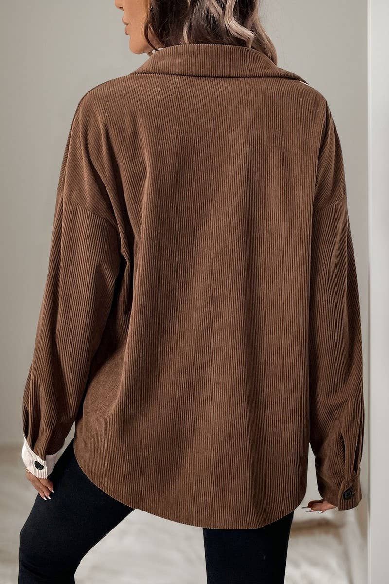 CWTBLL3716_AUTUMN AND WINTER CONTRAST COLOR LAPEL THIN COAT