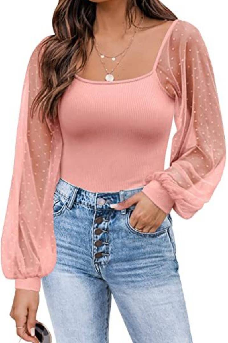 CWTBLL1063_SUMMER GAUZE SEE-THROUGH LONG SLEEVE TOP