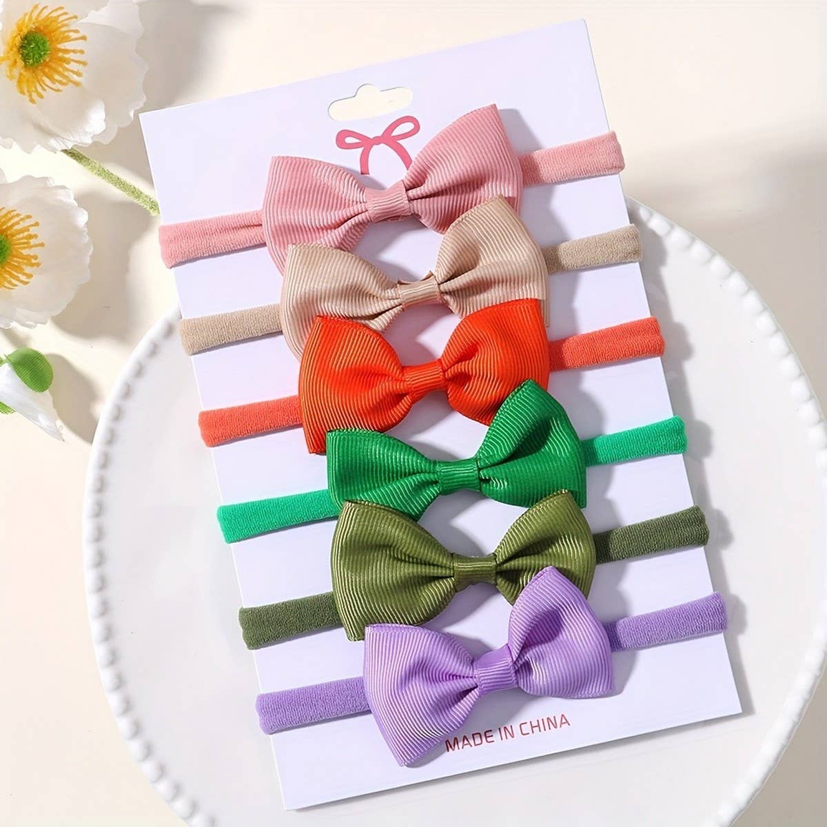 Kids Bow Headband Set ? Elastic Nylon No Marks