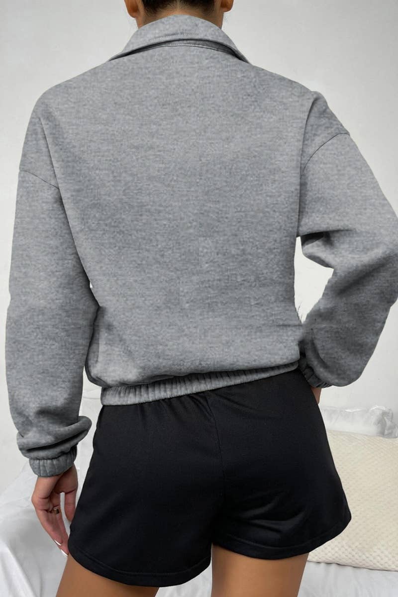 CWTBLL2479_LONG-SLEEVED HOODIE WITH POCKET ZIPPER FLEECE