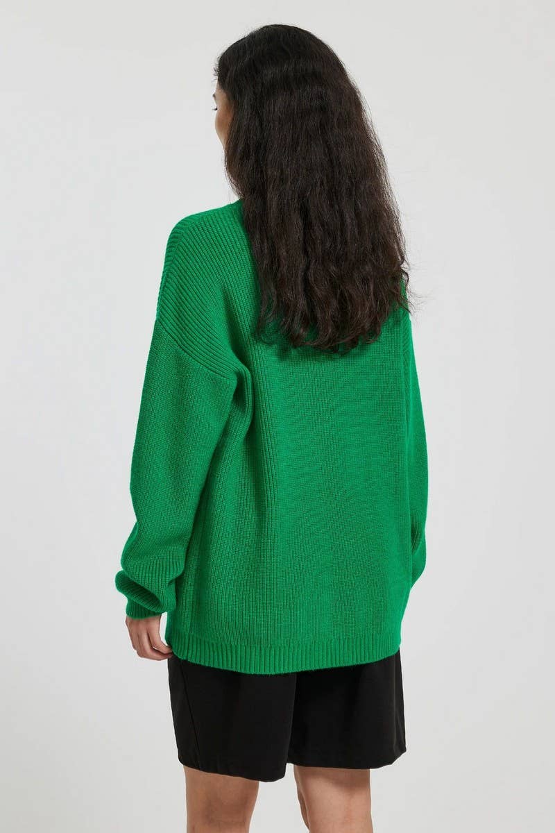 CWOSWL5239_ROUND NECK LONG SLEEVE PULLOVER KNITTED SWEATER