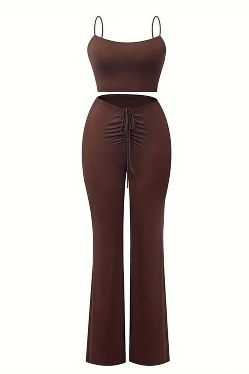 CWSS1135_SEXY DRAWSTRING SUSPENDERS FLARED PANTS SUIT