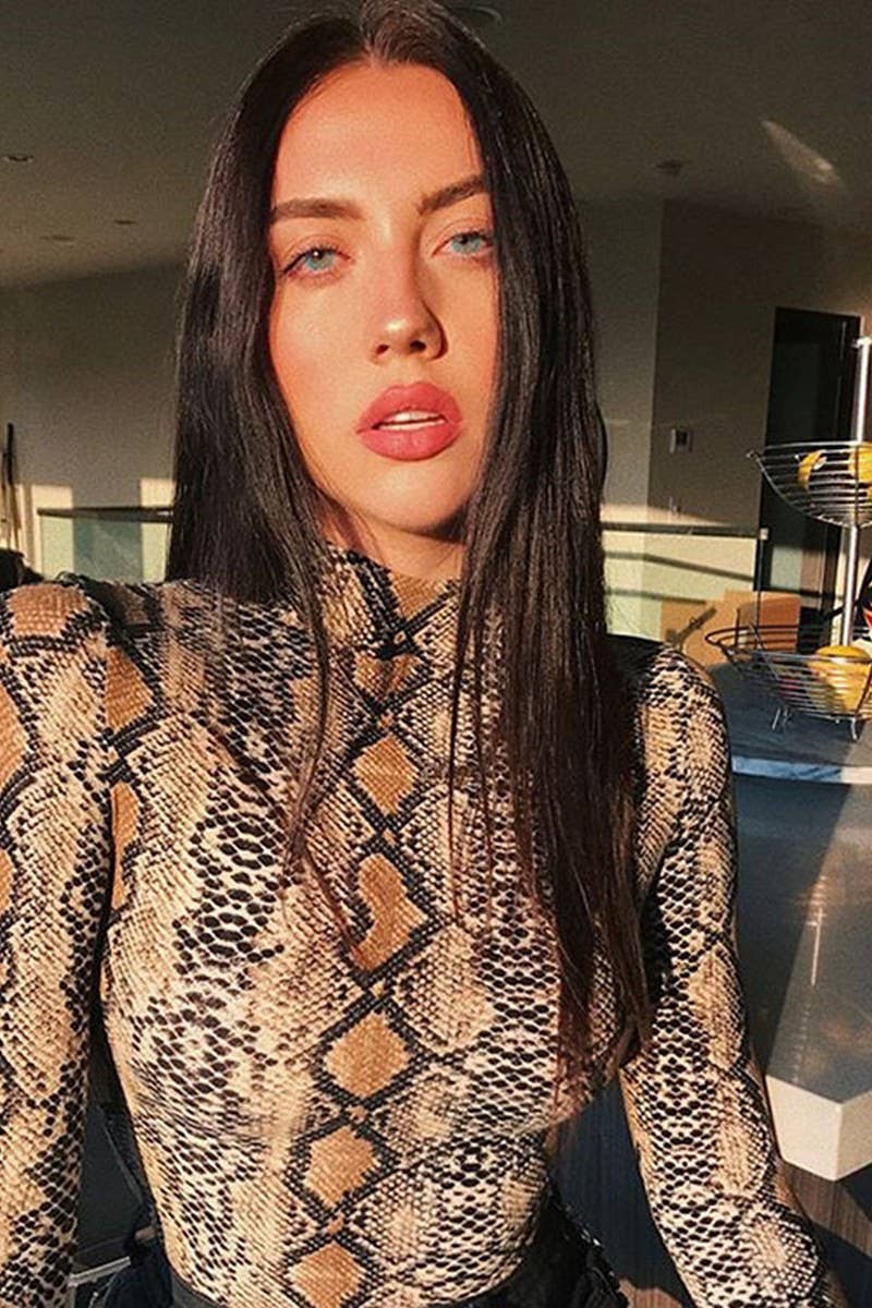 CWSBSL0148_SNAKE PRINT LONG SLEEVE TURTLENECK BODYSUIT