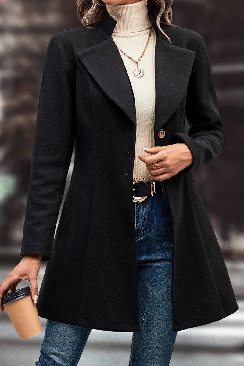 CWOCO00200_SOLID COLOR SLIM FIT LAPEL COAT